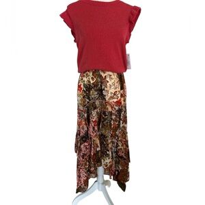 Talisman Tiered High Low Floral Skirt